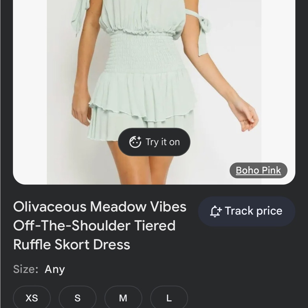 Vici Light Green Ruffle Detail Dress